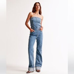 Abercrombie & Fitch Blue Denim Jumpsuit